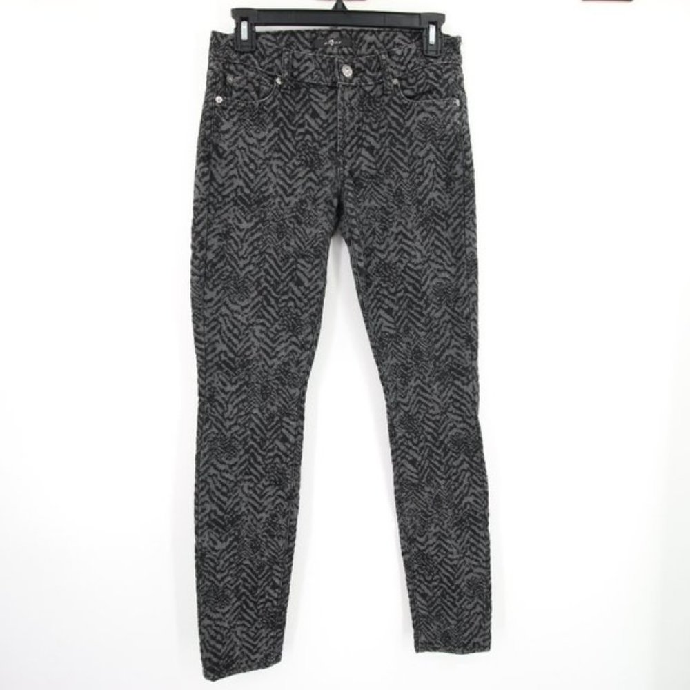7 For All Mankind Black Gray Zebra Skinny Jeans Size 27
